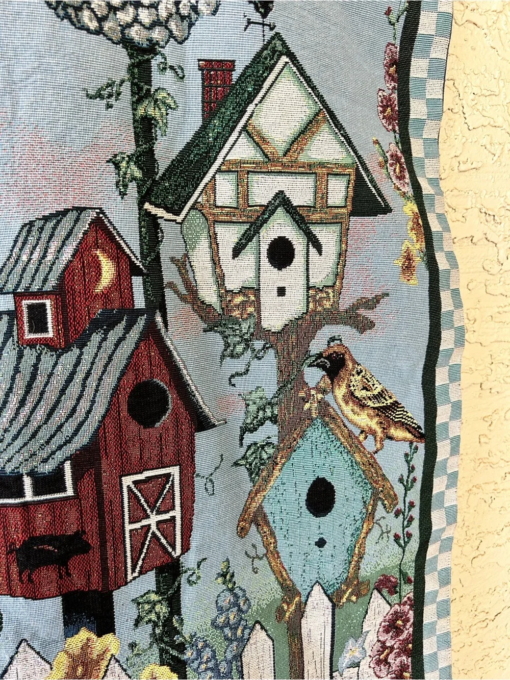 Decorative Birdhouse Wall Tapestry in Blue